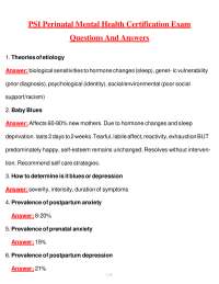 PSI Perinatal Mental Health Certification Exam: Q&A