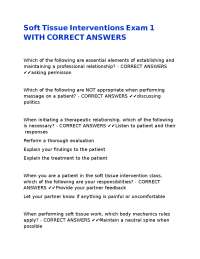 Soft Tissue Interventions Exam 1 with Correct Answers