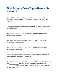 Oral Surgery Exam Questions and Answers