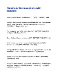 Hippology Questions and Answers: Equine Studies