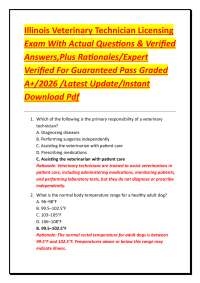 Illinois Veterinary Technician Licensing Exam Questions and Answers