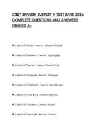CSET SPANISH SUBTEST V TEST BANK 2026 COMPLETE QUESTIONS AND ANSWERS GRADED A+