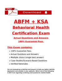 Behavioral Health Certification Exam: Actual Questions and Answers
