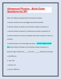 Ultrasound Physics Mock Exam: SPI Questions