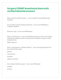Anesthesia Exam Q&A: COMAT Surgery Review