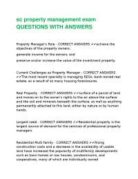 Property Management Exam Questions and Answers