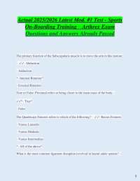 Sports Medicine Exam Questions and Answers: Arthrex On-Boarding Training