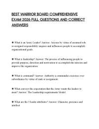 BEST WARRIOR BOARD COMPREHENSIVE EXAM 2026 FULL QUESTIONS AND CORRECT ANSWERS