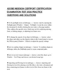 ADOBE INDESIGN CERTIPORT CERTIFICATION EXAMINATION TEST 2026 PRACTICE QUESTIONS AND SOLUTI