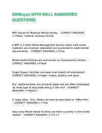 Waste Management Facilities Quiz with Answers