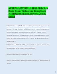 ACTUAL 2025/2026 LATEST Midwifery Board Exam- Professional Issues Exam WITH Questions and