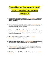 Edexcel Drama Component 3: Questions and Answers 2025/2026