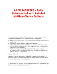 Diabetes Management: Multiple Choice Questions and Answers
