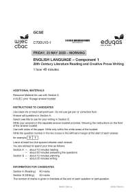 June 2025 Eduqas GCSE English Language Component 1