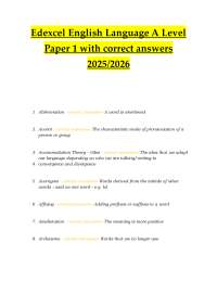 Edexcel A Level English Language Paper 1 Study Guide with Correct Answers 2025/2026