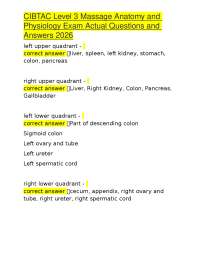 CIBTAC Level 3 Massage Anatomy and Physiology Exam Actual Questions and Answers 2026