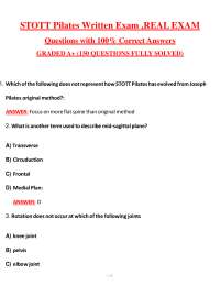 STOTT Pilates Exam Questions and Answers