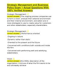 Strategic Management and Business Policy Exam Questions with Verified Answers