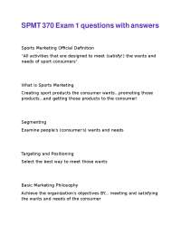 Sports Marketing Exam Questions and Definitions
