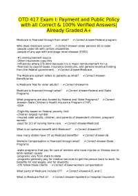 Medicare and Medicaid: Exam Questions and Answers for Occupational Therapy