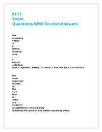 AFLC Exam Questions with Correct Answers