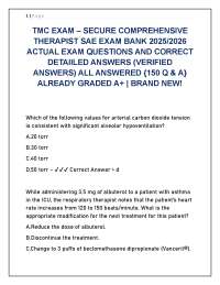 TMC Exam Bank: Respiratory Therapist SAE Exam Questions and Answers 2025/2026