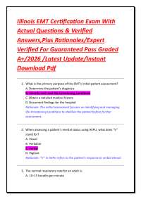EMT Certification Exam Questions and Answers with Rationales