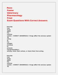 Veterinary Pharmacology Final Exam Questions and Answers