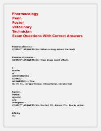 Pharmacology Exam Questions and Answers for Veterinary Technicians