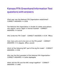 FFA Information Test Questions with Answers
