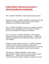 APCO Telecommunicator Exam Questions and Answers