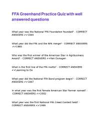 FFA Greenhand Practice Quiz: Knowledge Assessment