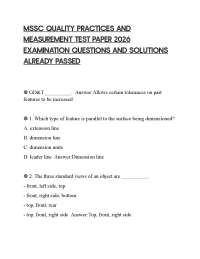 MSSC QUALITY PRACTICES AND MEASUREMENT TEST PAPER 2026 EXAMINATION QUESTIONS AND SOLUTIONS