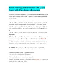 Texas Nursing Jurisprudence and Ethics Exam with Questions and Answers