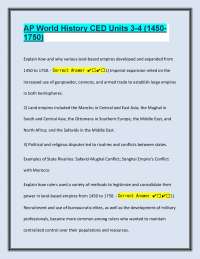 AP World History: Units 3-4 (1450-1750) Key Concepts and Explanations