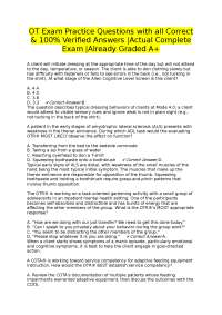 Occupational Therapy Exam Practice Questions with Verified Answers