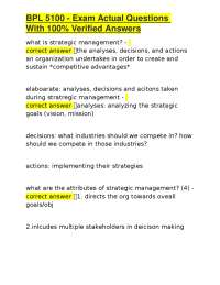 Strategic Management Exam Questions and Answers