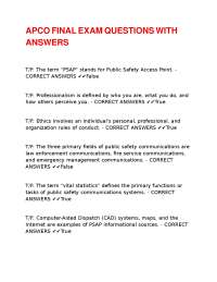 APCO Public Safety Telecommunicator Exam Questions and Answers