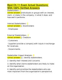 Business Policy Chapter 11 Exam Questions with Verified Answers