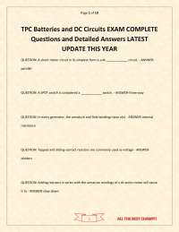 TPC Batteries and DC Circuits EXAM COMPLETE Questions and Detailed Answers LATEST UPDATE T