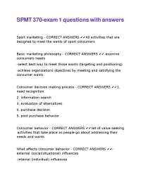 Sport Marketing Exam Questions and Answers