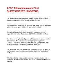 Telecommunicator Test Questions with Answers