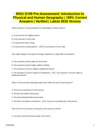 WGU D199 Pre-Assessment: Physical & Human Geography (2025/2026) | 100% Correct | Verified