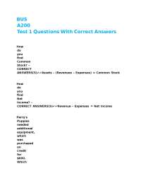 Accounting Test Questions with Correct Answers