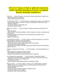 OTD 417 Exam 2: Verified Answers and Key Concepts for Occupational Therapy