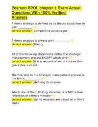 Business Policy and Strategy Exam Questions with Verified Answers