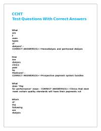 Dialysis Technician Exam Questions and Answers