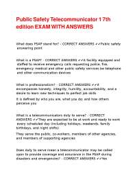 Public Safety Telecommunicator Exam with Answers