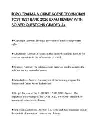 IICRC TRAUMA & CRIME SCENE TECHNICIAN TCST TEST BANK 2026 EXAM REVIEW WITH SOLVED QUESTION