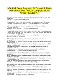 ABA RBT Exam Prep with All Correct & 100% Verified Answers| Actual Complete Exam| Already